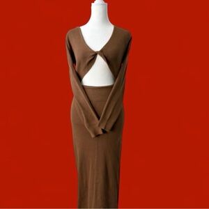 Source Unknown Chocolate Brown Maxi Dress